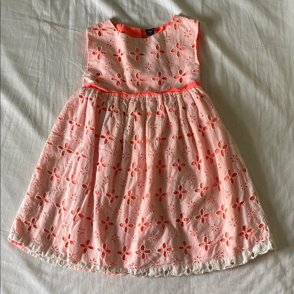 Baby Gap Light Coral With White Eyelet Overlay Toddler Dress Size 5T